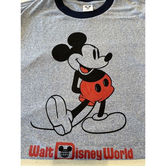 Disney World Mickey‎ Mouse Shirt Men XXL Heather Blue Navy Trim - Picture 6 of 10